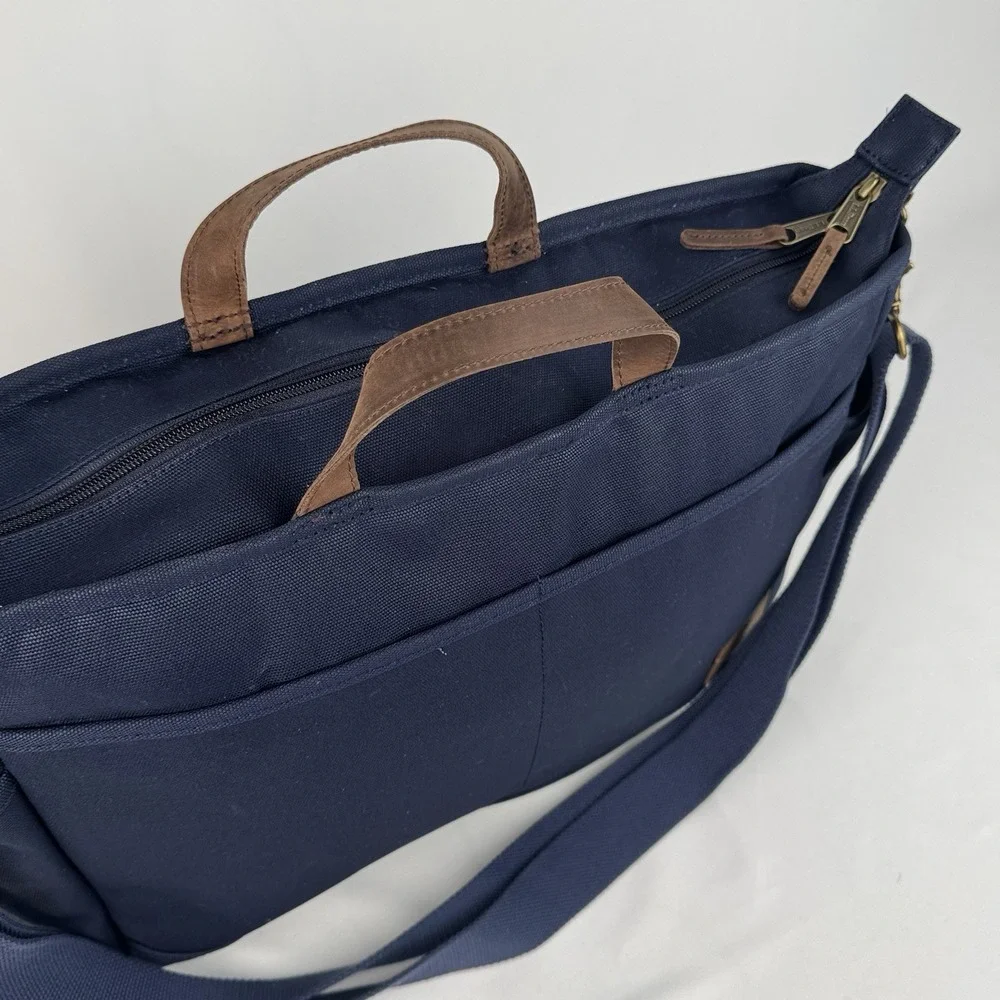 L.L.Bean Stonington Daily Commuter Travel Work Bag Navy Blue Canvas 17
